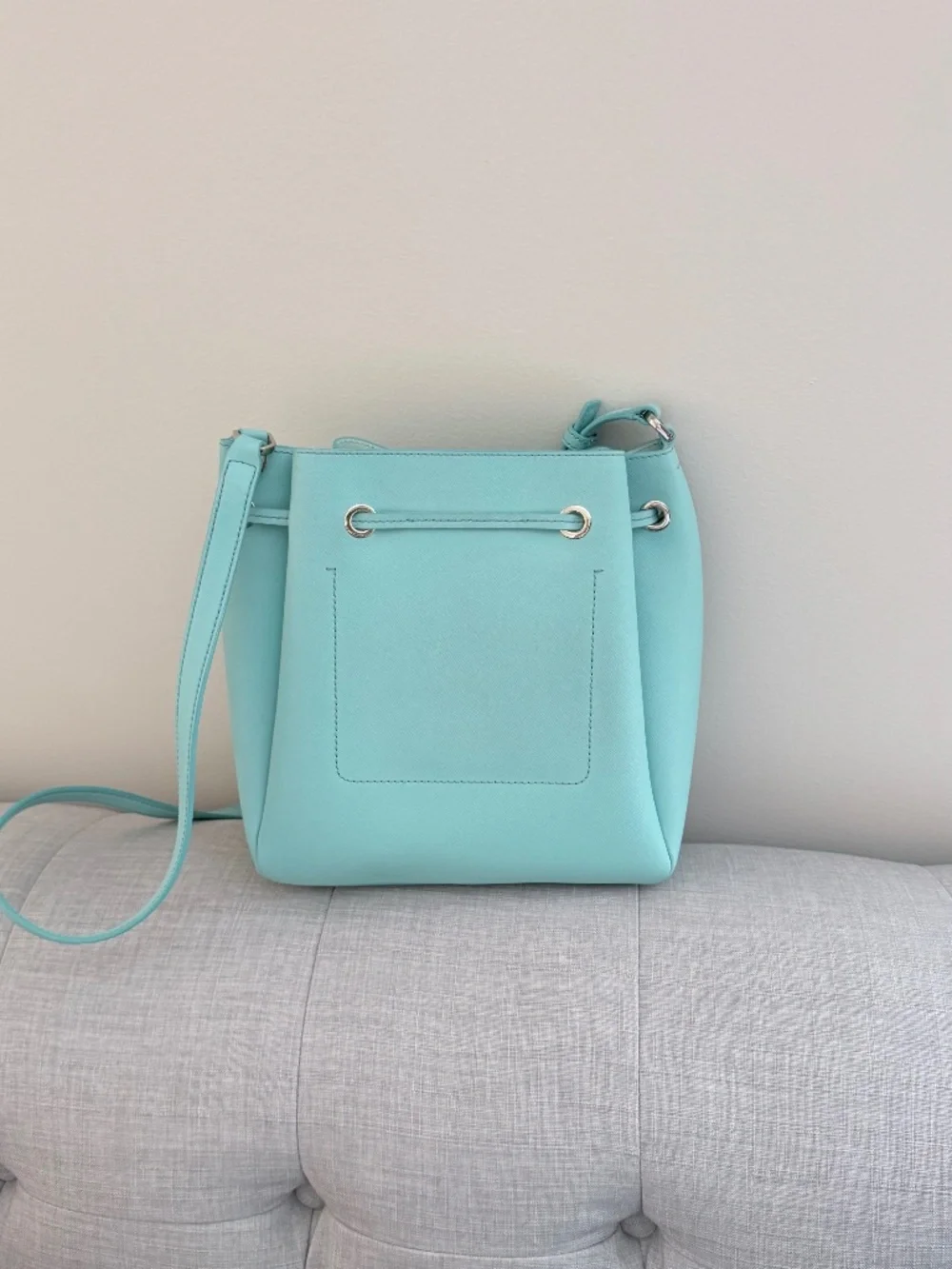 Kate Spade New York Small Saffiano Leather Bucket Bag in Aqua/Mint